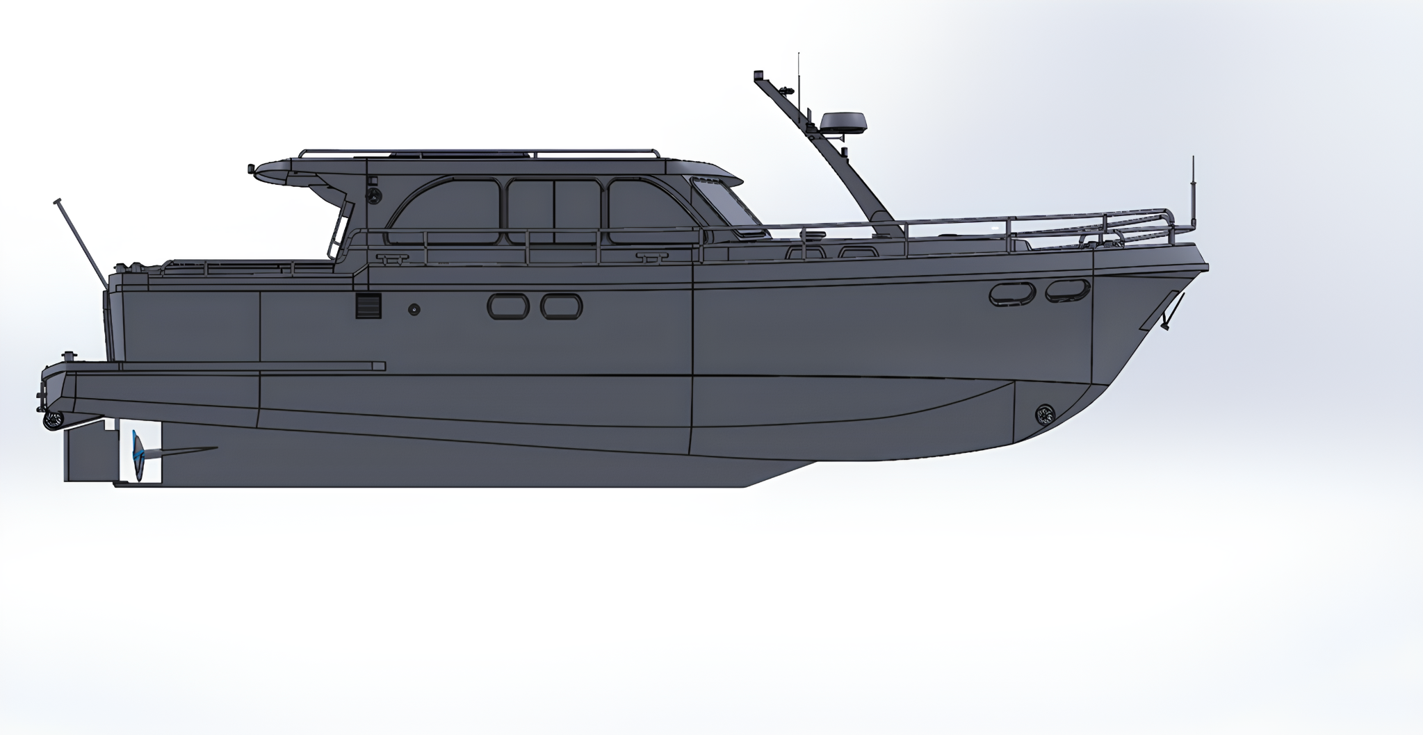 Vue de conception d’un bateau à moteur